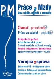 E-kniha Práce a Mzdy (PaM) 7-8/2019 - Živnosť - prerušenie, Práca vo sviatok - príplatky, Verejná správa