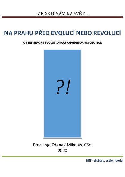 E-kniha Jak se dívám na svět… Na prahu před evolucí nebo revolucí