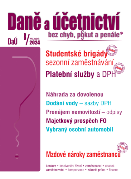 E-kniha DaÚ č. 8 / 2024 - Studentské brigády – sezonní zaměstnávání
