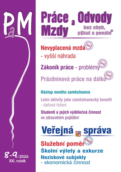 E-kniha PaM č. 8-9 / 2026 - Vyšší náhrada za nevyplacenou mzdu