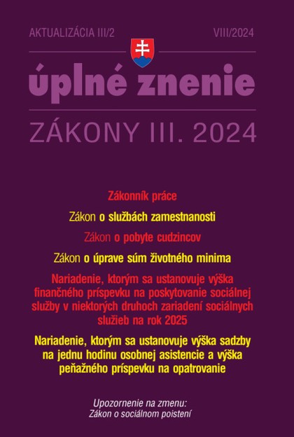 E-kniha Aktualizácia III/2 / 2024 - Zákonník práce a zamestnávanie